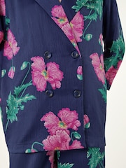 Roman Blue Floral Textured Relaxed Blazer - Image 5 of 5