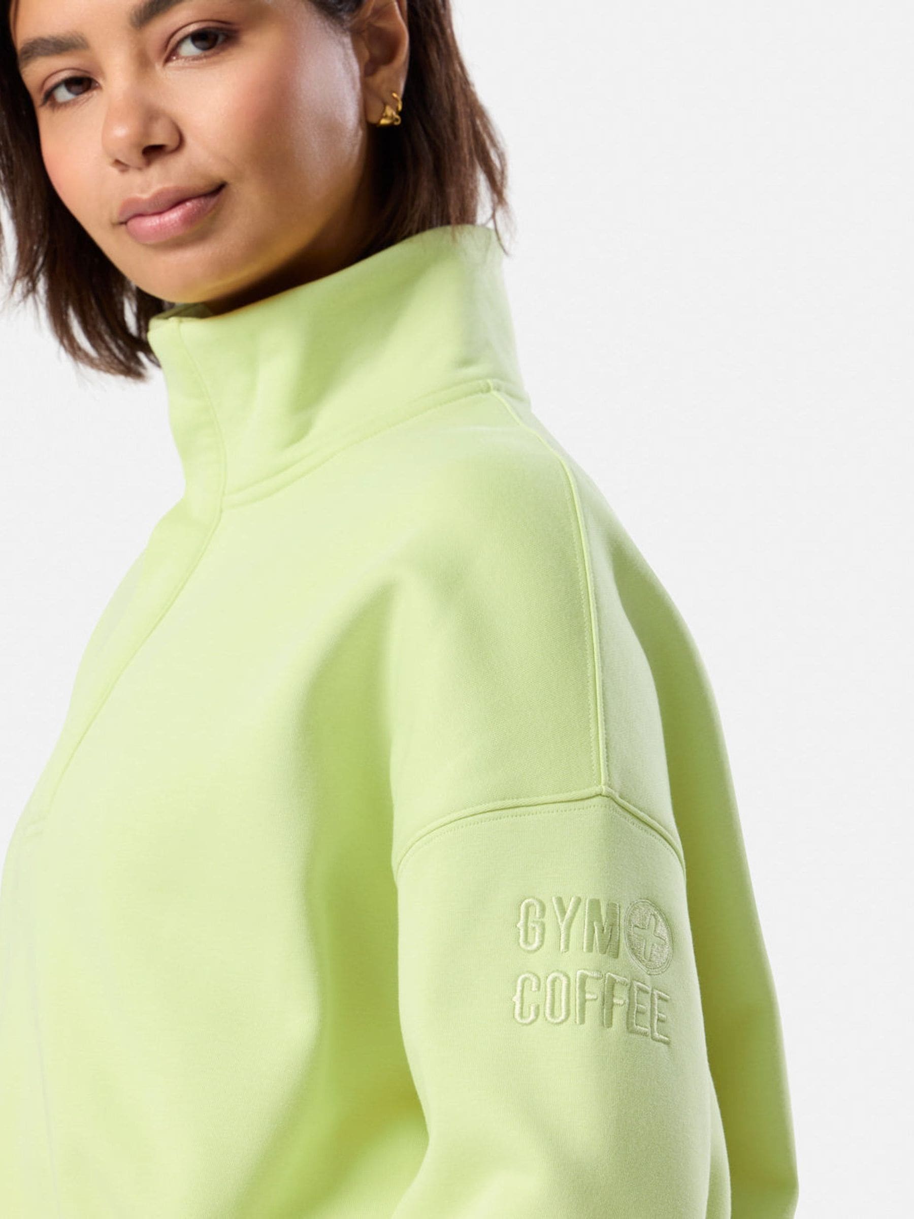 Buy Gym + Coffee Green Sierra Snap Collar Sweatshirt from the Next