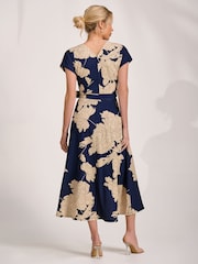 Jolie Moi Navy Kimono Sleeve Print Scuba Midaxi Dress - Image 2 of 6