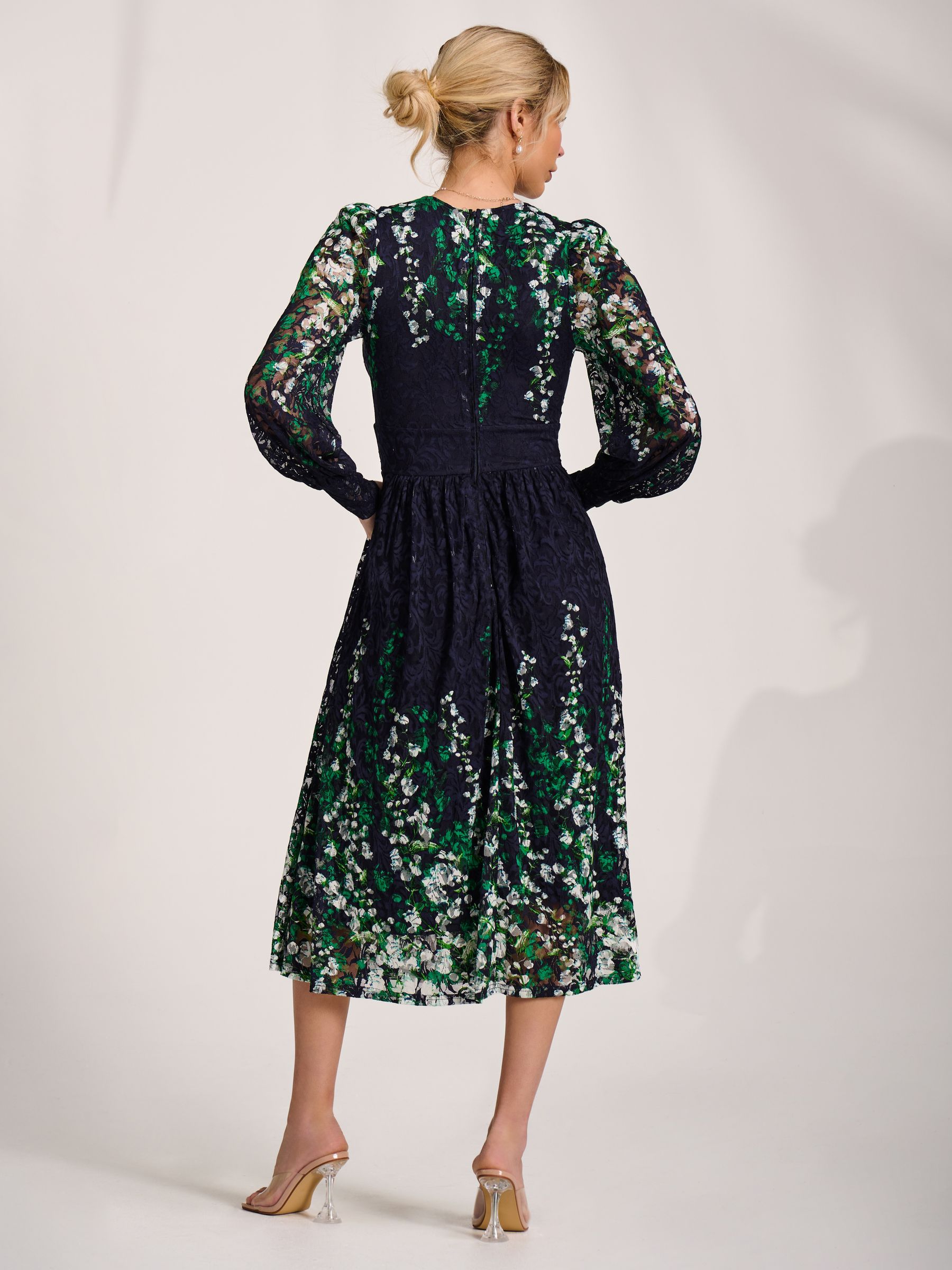 Buy Jolie Moi Green Long Sleeve Printed Lace Midi Dress from the Next UK  online shop