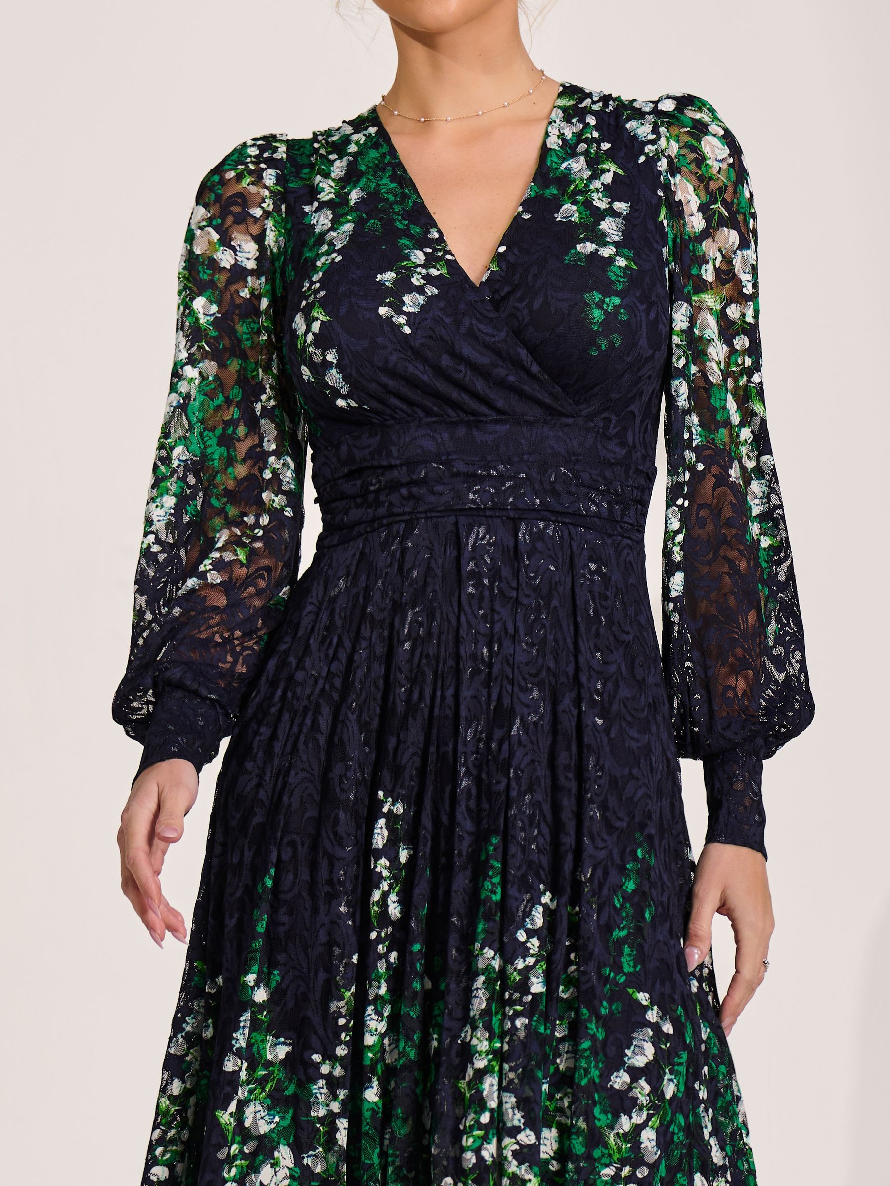 Buy Jolie Moi Green Long Sleeve Printed Lace Midi Dress from the Next UK  online shop
