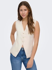 ONLY White V-Neck Button Through Tailored Waistcoat - Image 2 of 6