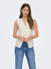 ONLY White V-Neck Button Through Tailored Waistcoat - Image 3 of 6