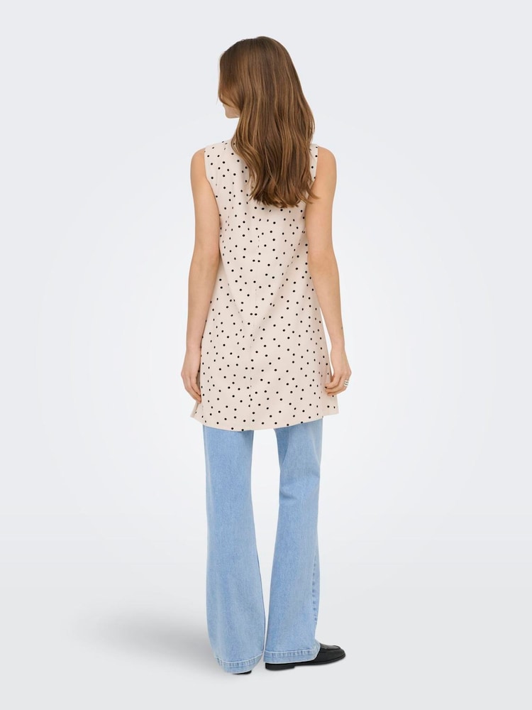 ONLY Cream Polka Dot Sleeveless Short Dress - Image 2 of 6 ONLY Cream Polka Dot Sleeveless Short Dress - Image 2 of 6