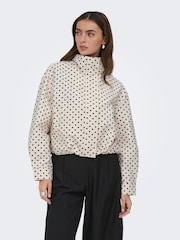 Wit - ONLY Polka Dot Funnel Neck Jacket - Afbeelding 1 van 4