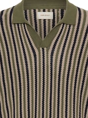 Blend Green Carly Stripe Open Collar Polo Shirt - Image 7 of 7