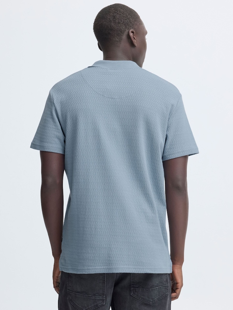 Blend Blue Eskild Knit Collard Polo Shirt - Image 2 of 7 Blend Blue Eskild Knit Collard Polo Shirt - Image 2 of 7