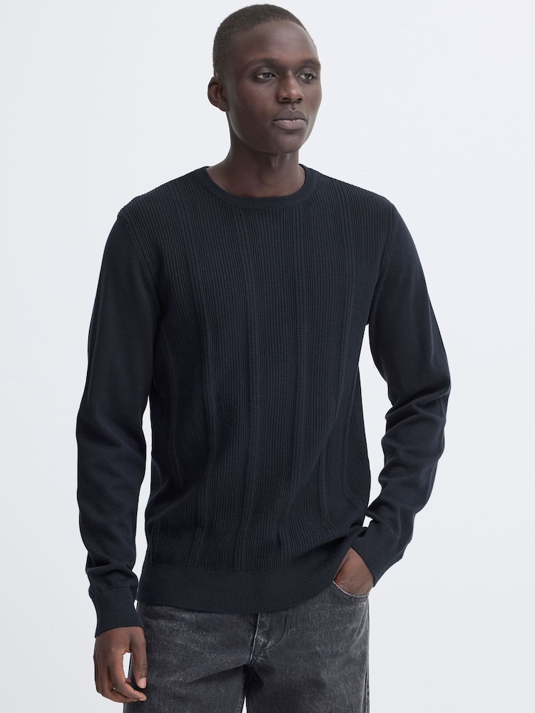 Blend Blue Baron Rib Crew Neck Jumper - Image 1 of 8