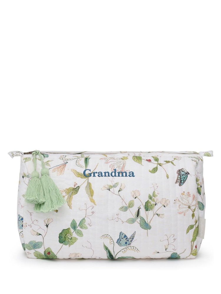 Sophie Allport White Grandma Wild Floral Cotton Wash Bag - Image 2 of 2