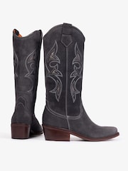Penelope Chilvers Grey Goldie Suede Western Boots - Image 5 of 6