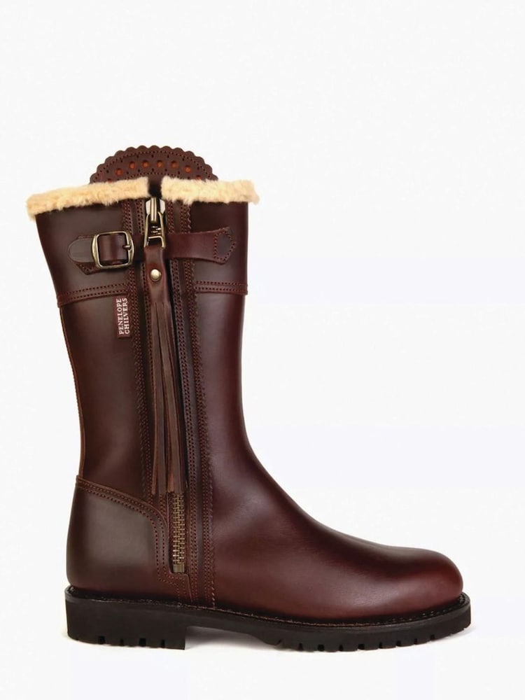 Penelope Chilvers Brown Tassle Detail Leather Lined Mid Calf Boots - Image 2 of 3