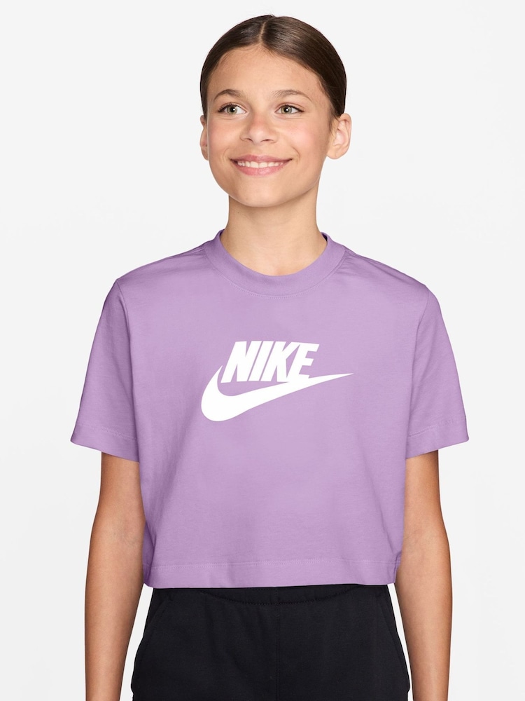 Nike Violet Purple Cropped T-Shirt - Image 1 of 3 Nike Violet Purple Cropped T-Shirt - Image 1 of 3