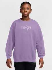 Nike Violet Purple Studio Fleece Oversized Crew-Neck Sweatshirt - Image 1 of 3
