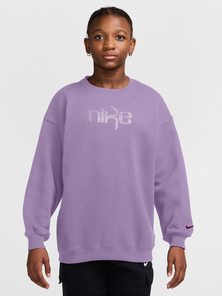 Nike Violet Purple Studio Fleece Oversized Crew-Neck Sweatshirt - Image 1 of 3