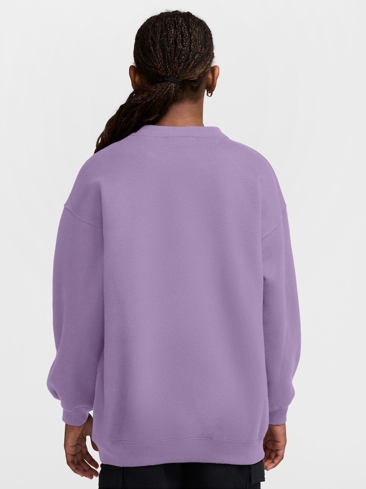 Nike Violet Purple Studio Fleece Oversized Crew-Neck Sweatshirt - Image 2 of 3