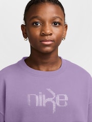 Nike Violet Purple Studio Fleece Oversized Crew-Neck Sweatshirt - Image 3 of 3