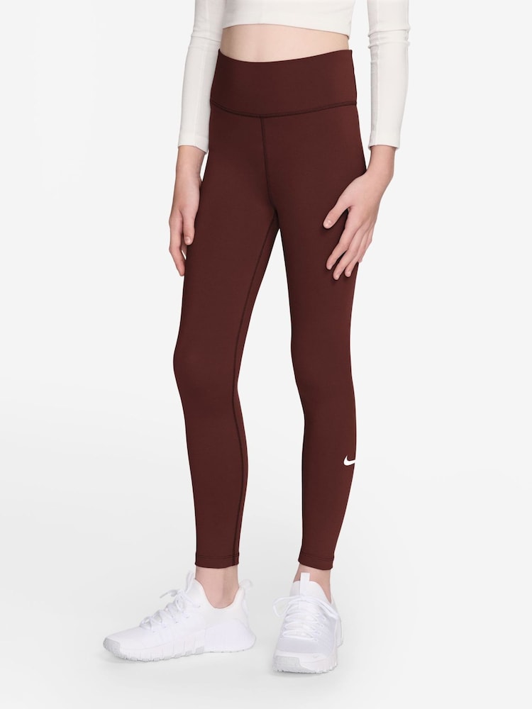 Nike Mystic Date Brown Dri-FIT One Leggings - Image 1 of 3