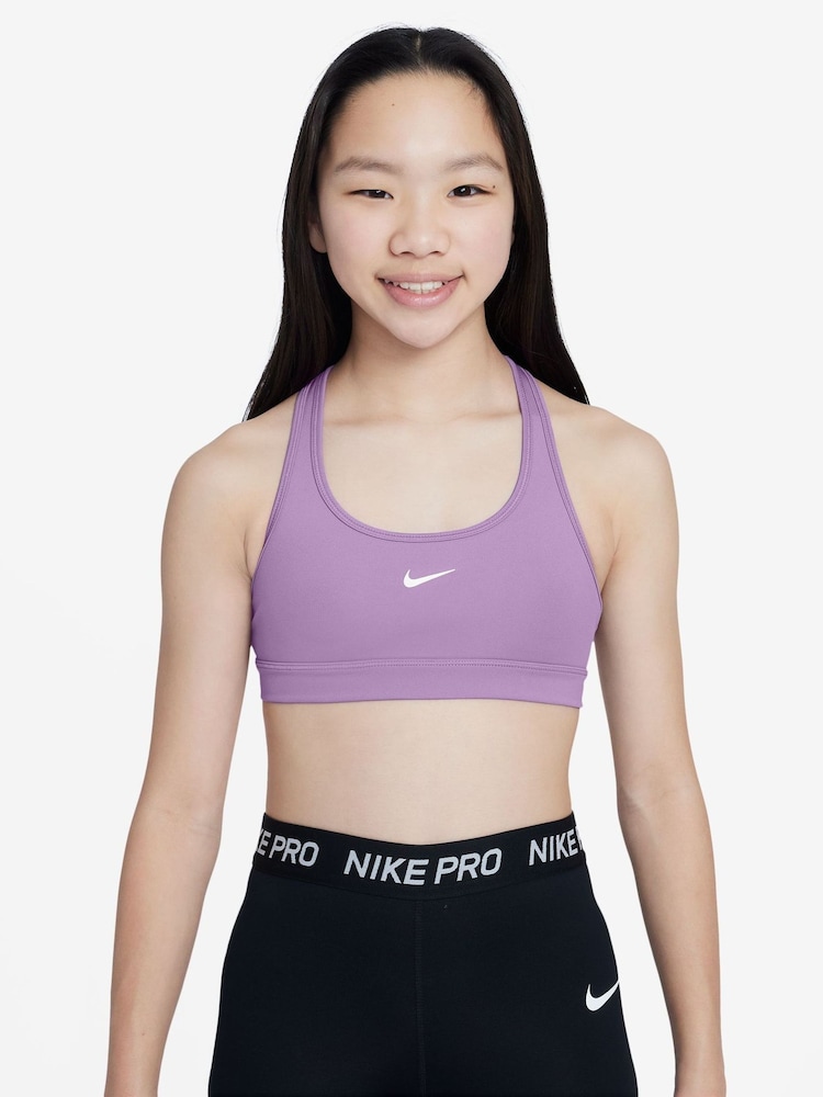 Nike Violet Purple Dri-FIT Swoosh Support Bra - Image 1 of 3 Nike Violet Purple Dri-FIT Swoosh Support Bra - Image 1 of 3