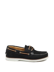 Jones Bootmaker Navy Patrizia Leather Boat Shoes - Image 1 of 5