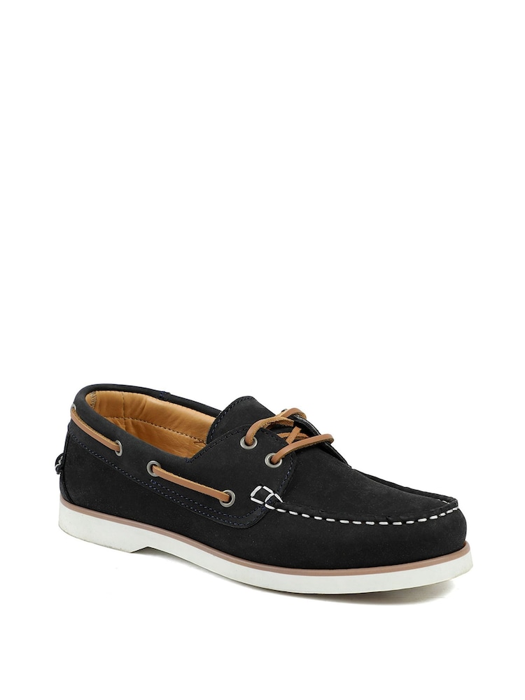 Jones Bootmaker Navy Patrizia Leather Boat Shoes - Image 2 of 5