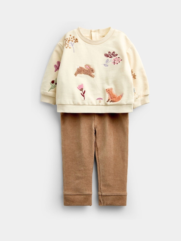 JoJo Maman Bébé Cream Woodland Sweatshirt & Leggings Set - Image 1 of 6 JoJo Maman Bébé Cream Woodland Sweatshirt & Leggings Set - Image 1 of 6