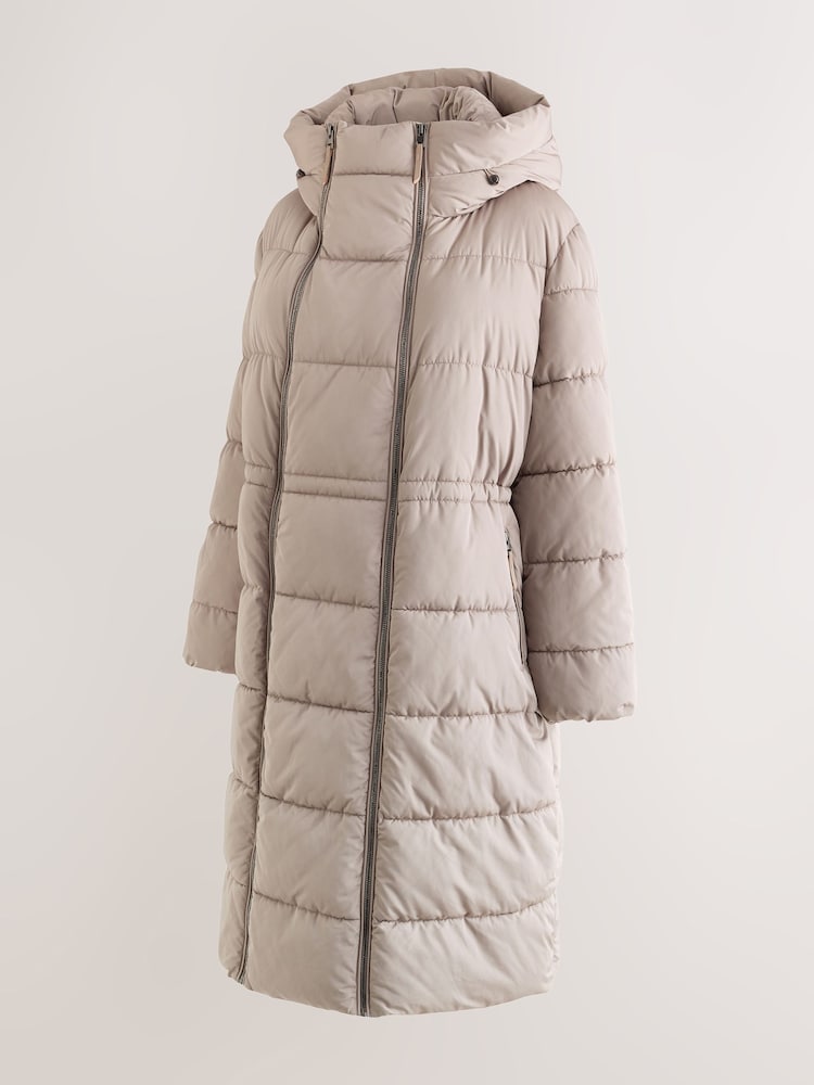 灰色 - Maternity Shower Resistant Hooded Long Wadded Coat - 圖片 1，共 4