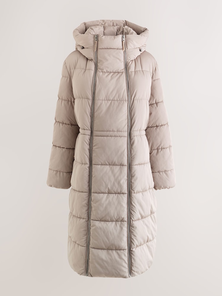 灰色 - Maternity Shower Resistant Hooded Long Wadded Coat - 圖片 2，共 4