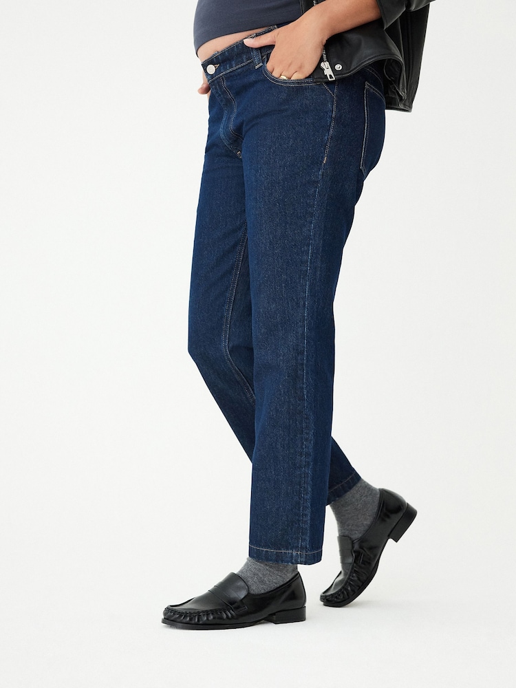 Indigo Dark Blue Under-Bump Straight Leg Maternity Jeans - Image 2 of 4 Indigo Dark Blue Under-Bump Straight Leg Maternity Jeans - Image 2 of 4