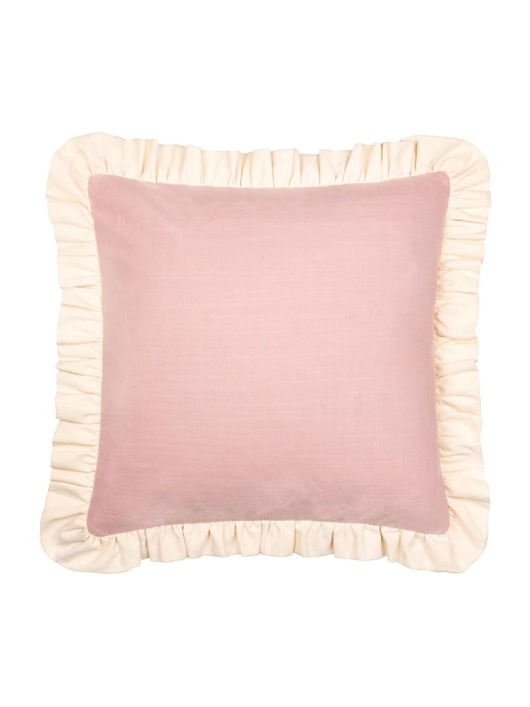 Wylder Petal/Vintage Cream Effie Cotton Ruffle Feather Filled Cushion - Image 2 of 4