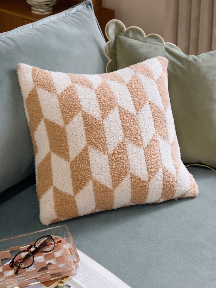 Furn Living In Neutral Olsen Geometric Feather Filled Cushion - Image 1 of 5
