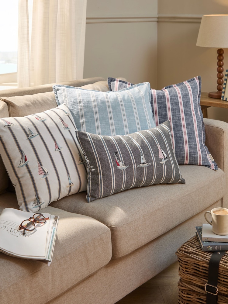 Wylder Navy Abersoch Regatta Feather Filled Cushion - Image 2 of 6