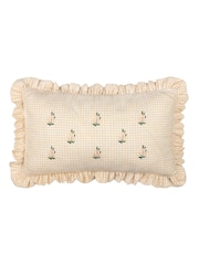 Furn Les Petite Fleurs Gingham Ruffle Fibre Filled Cushion - Image 2 of 6