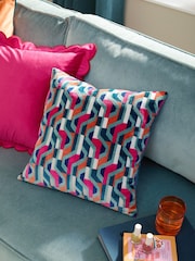 Furn Metro Prism Velvet Feather Filled Cushion - Image 1 of 6