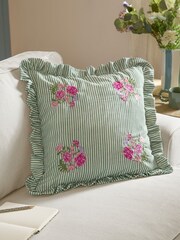 Wylder Sage Martha Embroidered Ruffle Cushion - Image 1 of 6