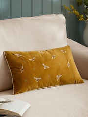 Wylder Honey Ramble Bees Embroidered Velvet Feather Filled Cushion - Image 1 of 6