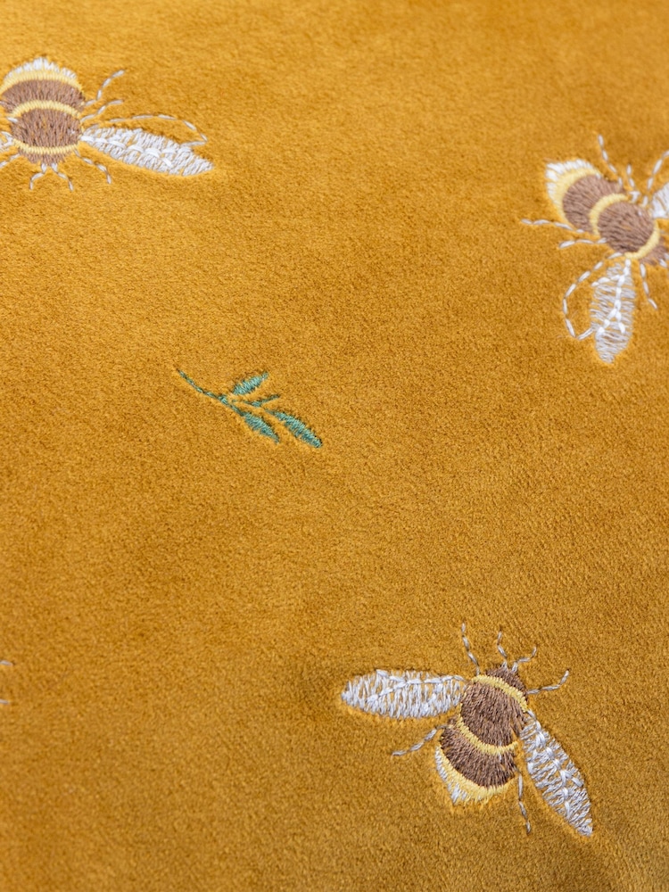 Wylder Honey Ramble Bees Embroidered Velvet Feather Filled Cushion - Image 6 of 6 Wylder Honey Ramble Bees Embroidered Velvet Feather Filled Cushion - Image 6 of 6