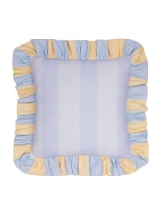 Wylder Lemon/Sky Birdie Stripe Ruffle Fibre Filled Cushion - Image 2 of 4