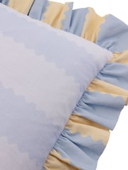 Wylder Lemon/Sky Birdie Stripe Ruffle Fibre Filled Cushion - Image 3 of 4