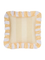Wylder Butter Yellow Birdie Stripe Ruffle Fibre Filled Cushion - Image 2 of 4