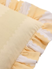 Wylder Butter Yellow Birdie Stripe Ruffle Fibre Filled Cushion - Image 3 of 4