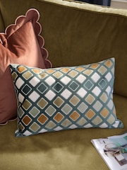Furn Metro Diamond Velvet Feather Filled Cushion - Image 1 of 6