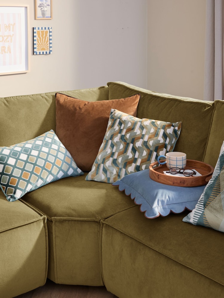 Furn Metro Diamond Velvet Feather Filled Cushion - Image 6 of 6