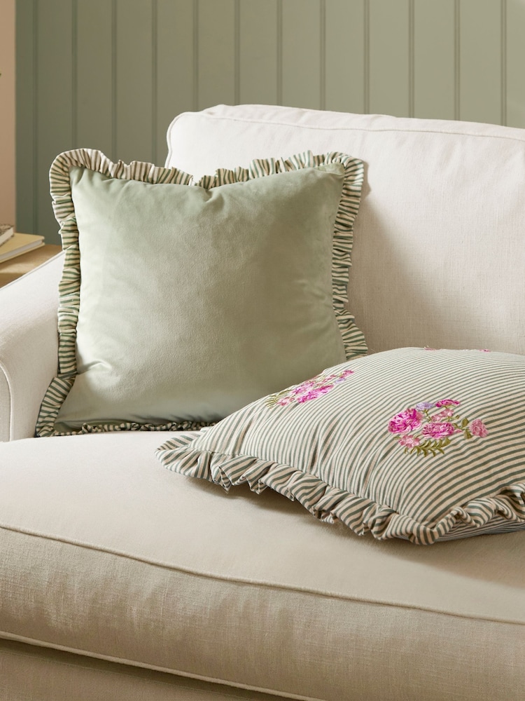 Wylder Solene Ruffle Matte Velvet Feather Filled Cushion - Image 5 of 5 Wylder Solene Ruffle Matte Velvet Feather Filled Cushion - Image 5 of 5