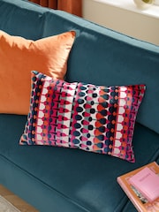 Furn Multicoloured Metro Abstract Velvet Jacquard Fibre Filled Cushion - Image 1 of 6