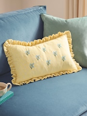 Furn Les Petite Fleurs Gingham Ruffle Fibre Filled Cushion - Image 1 of 6