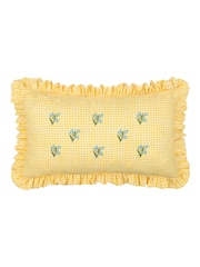 Furn Les Petite Fleurs Gingham Ruffle Fibre Filled Cushion - Image 2 of 6