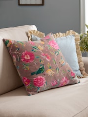Wylder Mink Aviary Cotton Velvet Feather Filled Cushion - Image 1 of 3