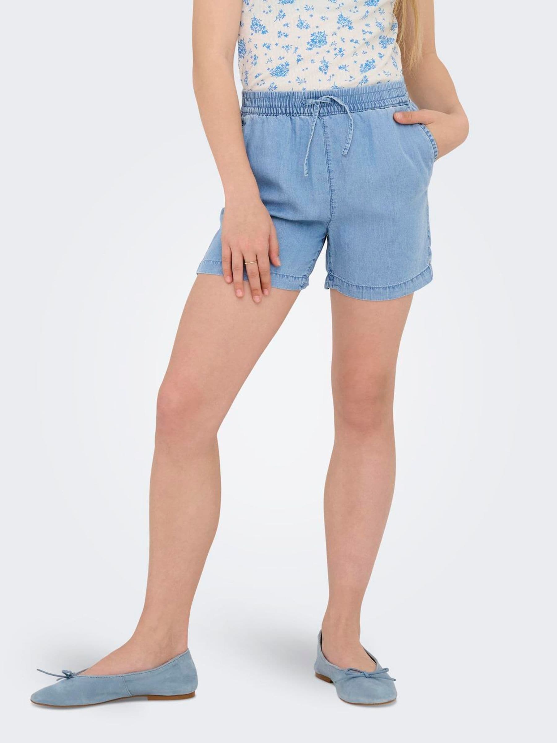 Buy ONLY KIDS Blue Drawstring Supersoft Chambray Denim Shorts from