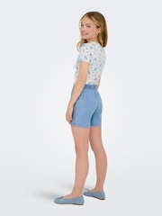 ONLY KIDS Blue Drawstring Supersoft Chambray Denim Shorts - Image 2 of 6
