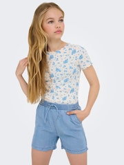 ONLY KIDS Blue Drawstring Supersoft Chambray Denim Shorts - Image 3 of 6